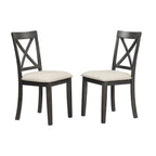 Ensemble de salle à manger moderne 5 pièces en bois avec table ronde et 4 chaises rembourrées