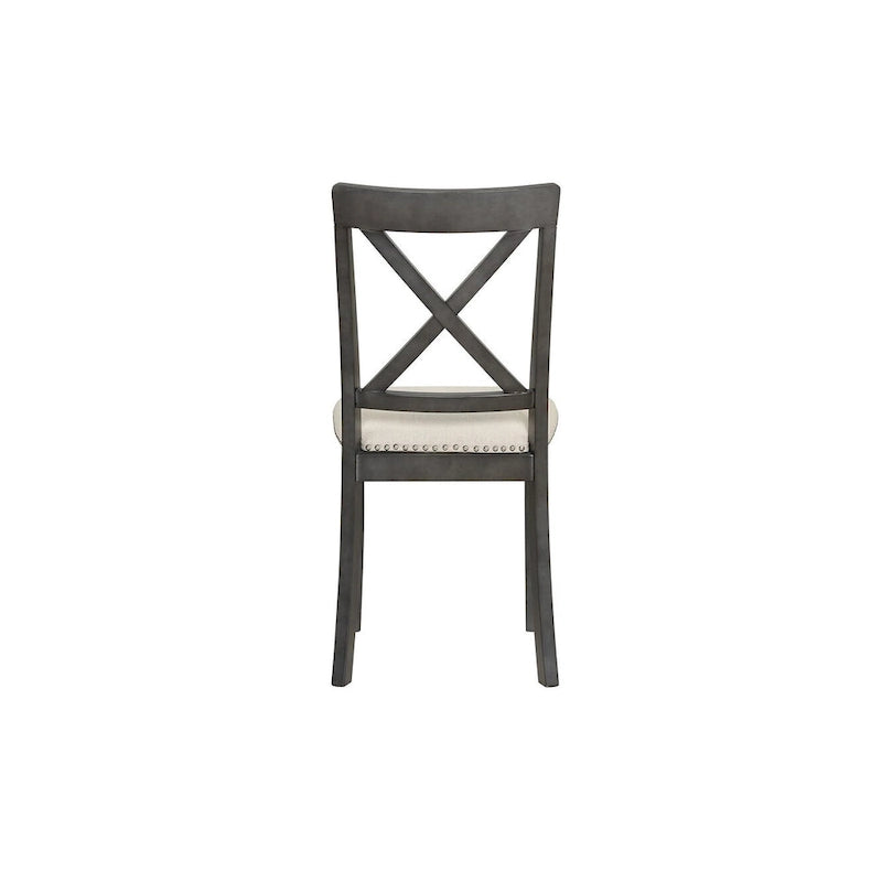 Ensemble de salle à manger moderne 5 pièces en bois avec table ronde et 4 chaises rembourrées