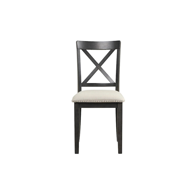Ensemble de salle à manger moderne 5 pièces en bois avec table ronde et 4 chaises rembourrées
