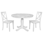 Ensemble de salle à manger moderne 5 pièces en bois avec table ronde et 4 chaises rembourrées