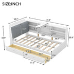 Lit capitonné King Size avec tête de lit de rangement et lit gigogne