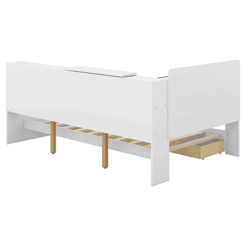 Lit capitonné King Size avec tête de lit de rangement et lit gigogne