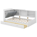 Lit capitonné King Size avec tête de lit de rangement et lit gigogne