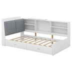 Lit capitonné King Size avec tête de lit de rangement et lit gigogne