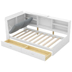 Lit capitonné King Size avec tête de lit de rangement et lit gigogne
