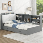 Lit capitonné King Size avec tête de lit de rangement et lit gigogne