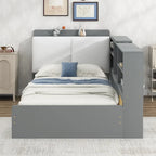 Lit capitonné King Size avec tête de lit de rangement et lit gigogne