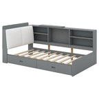 Lit capitonné King Size avec tête de lit de rangement et lit gigogne