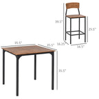 Ensemble de salle à manger moderne 5 pièces avec table de bar carrée à hauteur de comptoir et 4 chaises de salle à manger à dossier ouvert avec repose-pieds