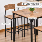 Ensemble de salle à manger moderne 5 pièces avec table de bar carrée à hauteur de comptoir et 4 chaises de salle à manger à dossier ouvert avec repose-pieds