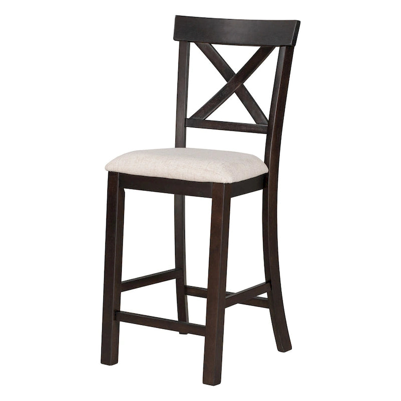 Ensemble de salle à manger 6 pièces en bois hauteur comptoir Espresso avec 4 chaises et un banc