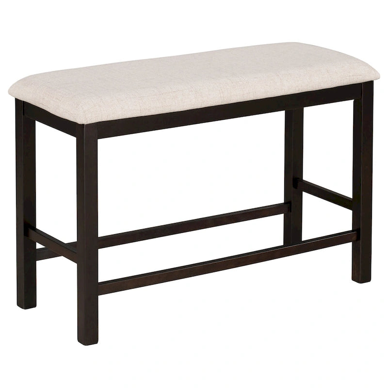 Ensemble de salle à manger 6 pièces en bois hauteur comptoir Espresso avec 4 chaises et un banc
