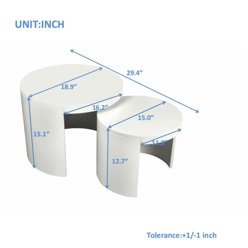 Ensemble de 2 tables basses rondes modernes (table basse et table d'appoint) pour salon