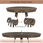 Ensemble de salle à manger 5 pièces en noyer avec table ronde extensible et 4 chaises