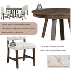 Ensemble de salle à manger 5 pièces en noyer avec table ronde extensible et 4 chaises