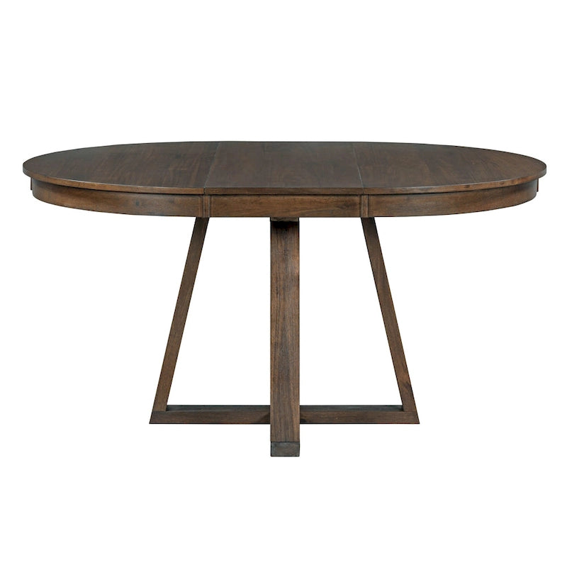 Ensemble de salle à manger 5 pièces en noyer avec table ronde extensible et 4 chaises
