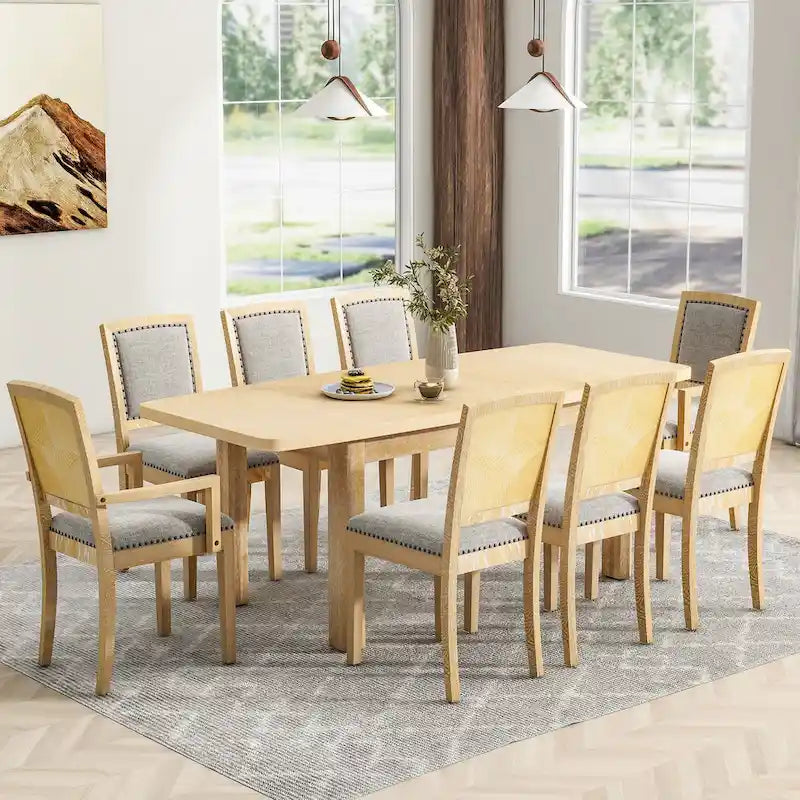 Ensemble de 7 pièces de salle à manger en bois avec table extensible et 6 chaises
