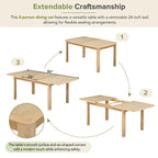 Ensemble de 7 pièces de salle à manger en bois avec table extensible et 6 chaises