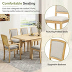 Ensemble de 7 pièces de salle à manger en bois avec table extensible et 6 chaises