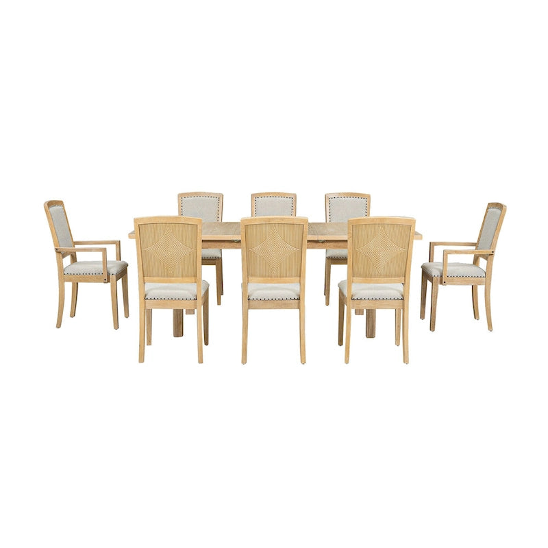 Ensemble de 7 pièces de salle à manger en bois avec table extensible et 6 chaises