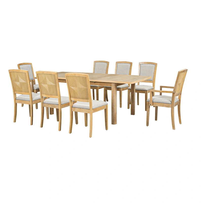 Ensemble de 7 pièces de salle à manger en bois avec table extensible et 6 chaises