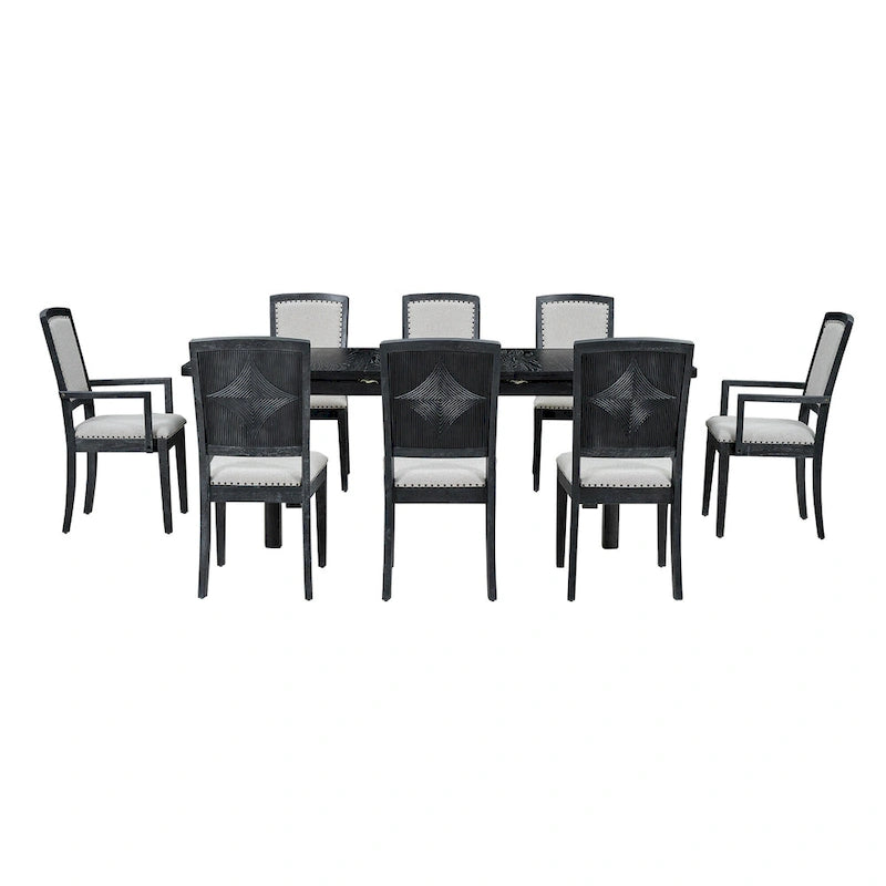 Ensemble de 7 pièces de salle à manger en bois avec table extensible et 6 chaises