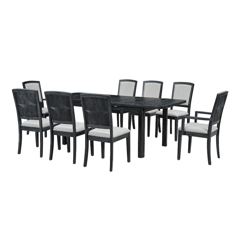 Ensemble de 7 pièces de salle à manger en bois avec table extensible et 6 chaises