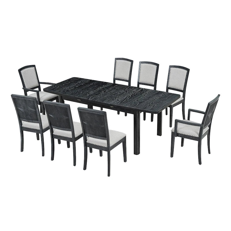 Ensemble de 7 pièces de salle à manger en bois avec table extensible et 6 chaises