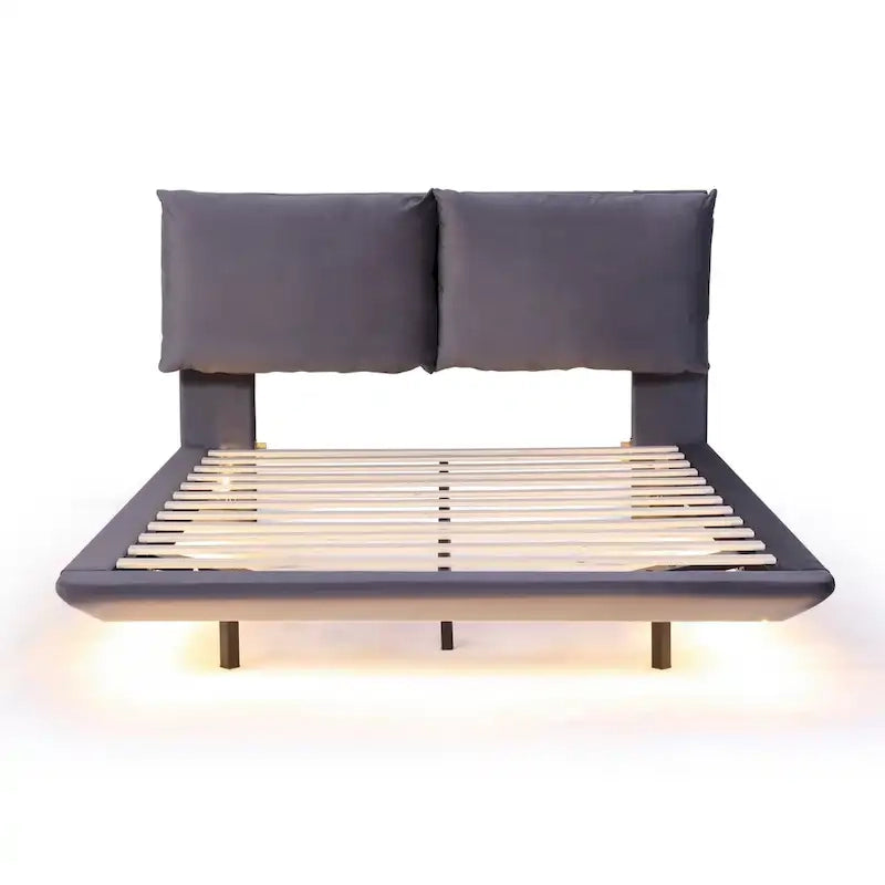 Lit plateforme flottant Queen Velvet avec éclairage à détecteur