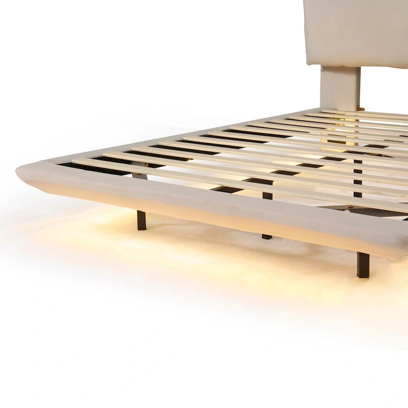 Lit plateforme flottant Queen Velvet avec éclairage à détecteur