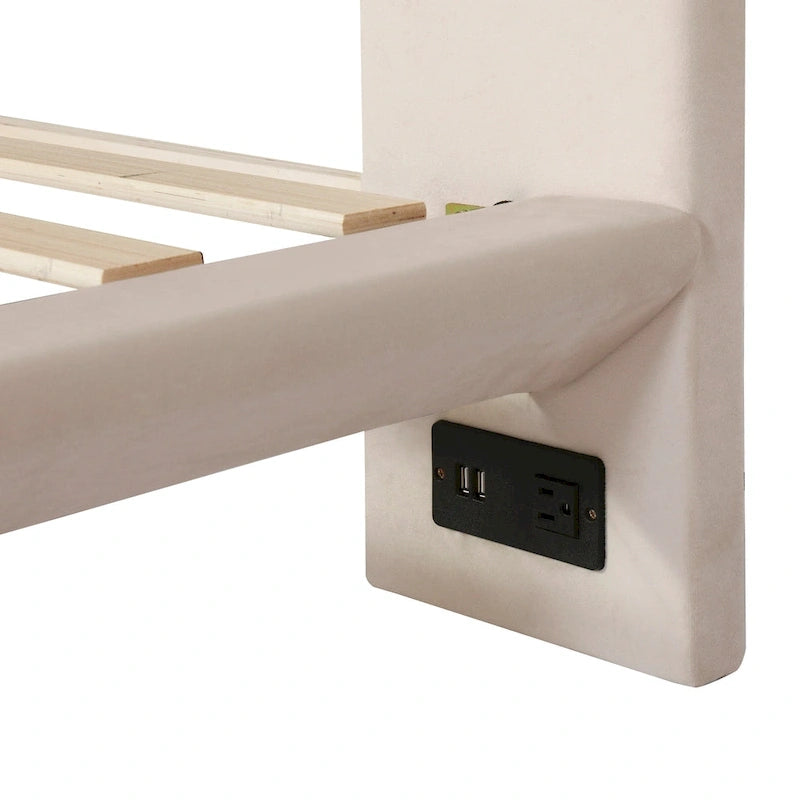 Lit plateforme flottant Queen Velvet avec éclairage à détecteur