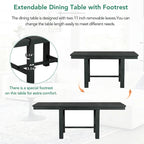 Ensemble de salle à manger noir 6 pièces en bois avec table extensible, 4 chaises et un banc
