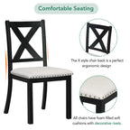 Ensemble de salle à manger noir 6 pièces en bois avec table extensible, 4 chaises et un banc