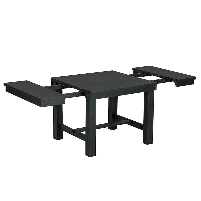 Ensemble de salle à manger noir 6 pièces en bois avec table extensible, 4 chaises et un banc