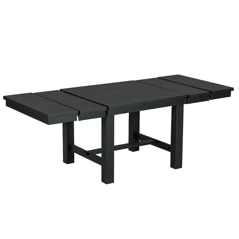 Ensemble de salle à manger noir 6 pièces en bois avec table extensible, 4 chaises et un banc