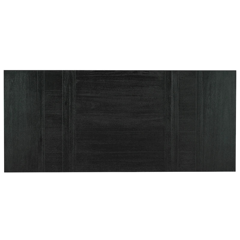 Ensemble de salle à manger noir 6 pièces en bois avec table extensible, 4 chaises et un banc