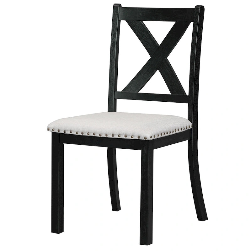 Ensemble de salle à manger noir 6 pièces en bois avec table extensible, 4 chaises et un banc