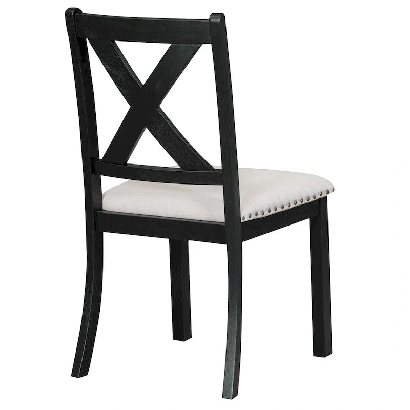 Ensemble de salle à manger noir 6 pièces en bois avec table extensible, 4 chaises et un banc