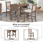 Ensemble de salle à manger rustique 3 pièces en bois avec table à abattant et 2 chaises de salle à manger rembourrées