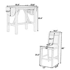 Ensemble de salle à manger rustique 3 pièces en bois avec table à abattant et 2 chaises de salle à manger rembourrées
