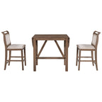Ensemble de salle à manger rustique 3 pièces en bois avec table à abattant et 2 chaises de salle à manger rembourrées