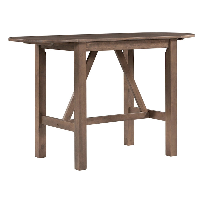 Ensemble de salle à manger rustique 3 pièces en bois avec table à abattant et 2 chaises de salle à manger rembourrées