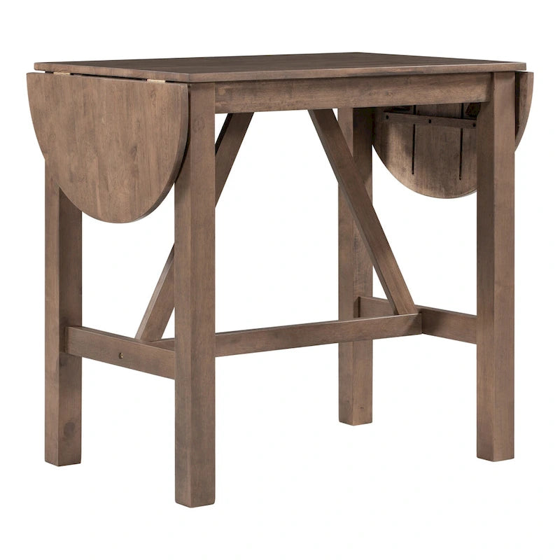 Ensemble de salle à manger rustique 3 pièces en bois avec table à abattant et 2 chaises de salle à manger rembourrées