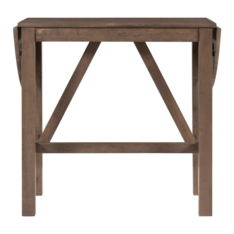 Ensemble de salle à manger rustique 3 pièces en bois avec table à abattant et 2 chaises de salle à manger rembourrées