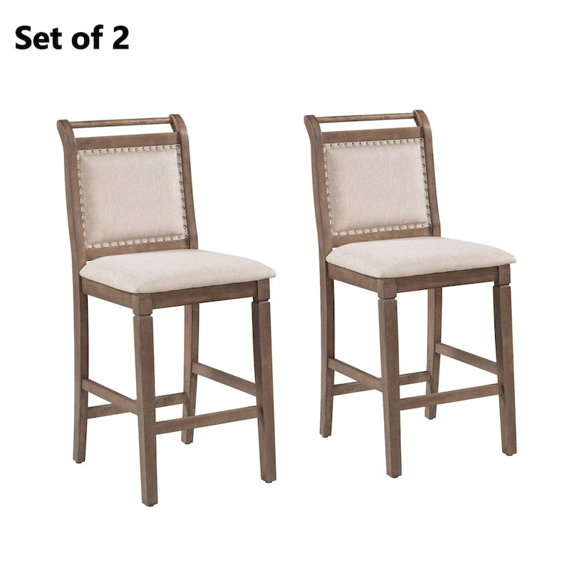 Ensemble de salle à manger rustique 3 pièces en bois avec table à abattant et 2 chaises de salle à manger rembourrées