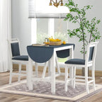 Ensemble de salle à manger rustique 3 pièces en bois avec table à abattant et 2 chaises de salle à manger rembourrées