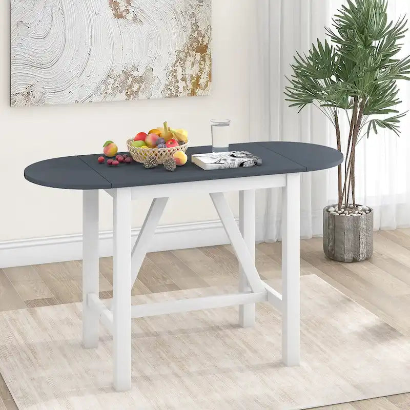 Ensemble de salle à manger rustique 3 pièces en bois avec table à abattant et 2 chaises de salle à manger rembourrées