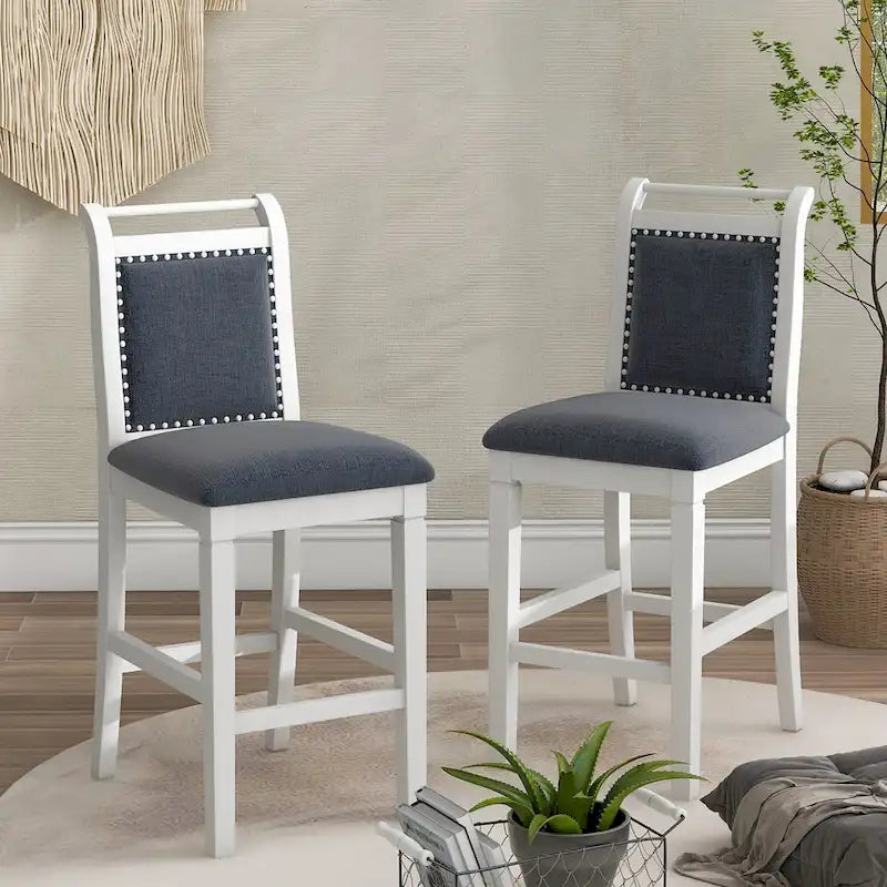 Ensemble de salle à manger rustique 3 pièces en bois avec table à abattant et 2 chaises de salle à manger rembourrées