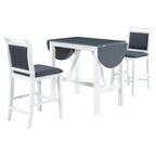 Ensemble de salle à manger rustique 3 pièces en bois avec table à abattant et 2 chaises de salle à manger rembourrées