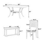 Ensemble de salle à manger moderne 6 pièces avec 4 chaises de salle à manger à coussins amovibles, étagère de rangement et banc